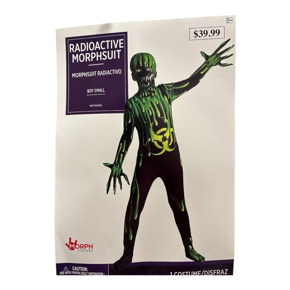 NWT Radioactive Morphsuit Child Costume Halloween Green Black Size Small 4-6